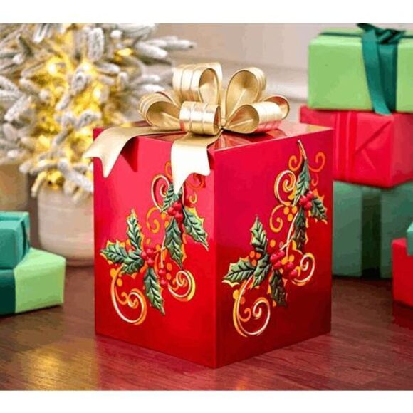 Valerie Parr Hill Other - QVC Valerie Parr Hill Indoor Outdoor Metal Gift Box Flickering Flame Red New